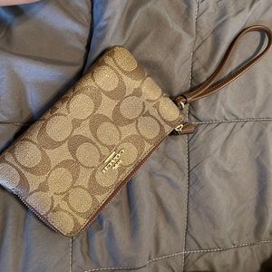Double zip coach Wristlet